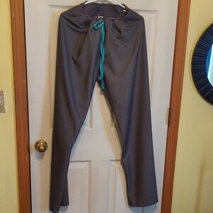 Figs Charcoal Pants with Turquoise Tie